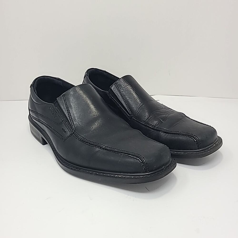 ECCO New Jersey Slip On Black Leather Loafers 42 Comfort Shock Point 8-8.5 US